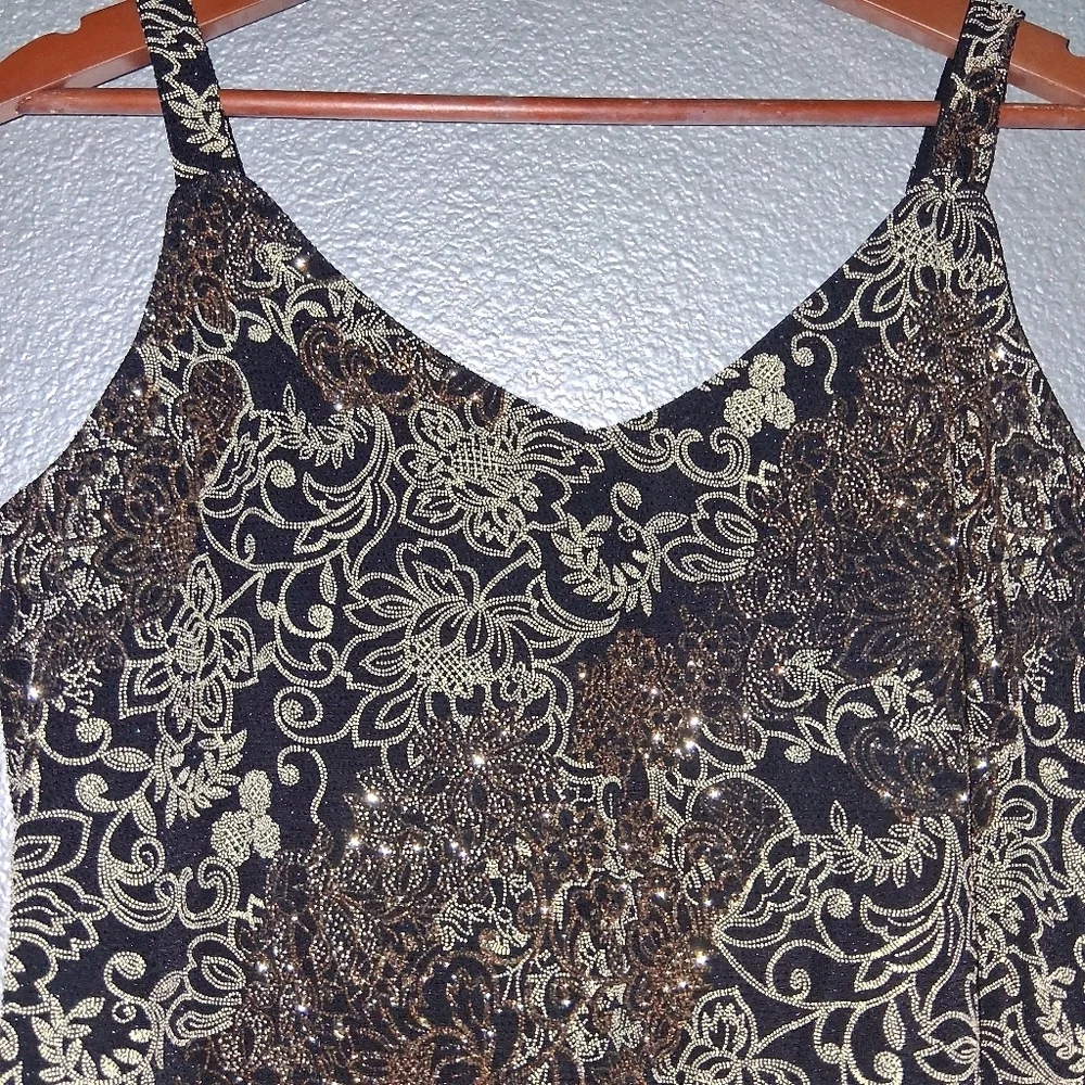 Vintage Alex Evenings Formal Black & Gold Top